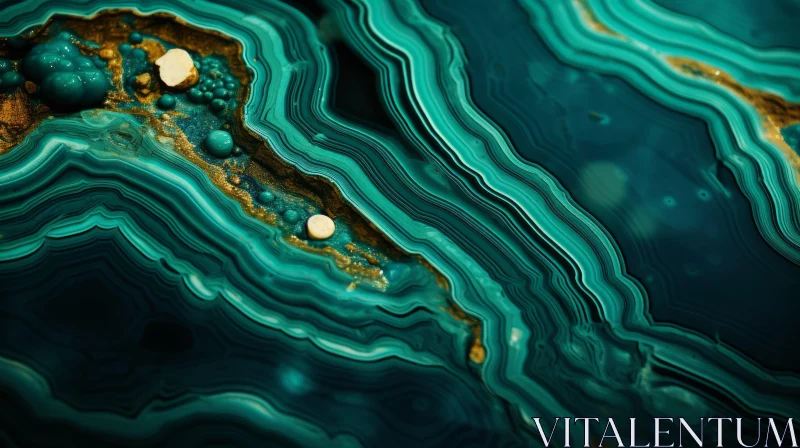 AI ART Abstract Agate Surrealism in Emerald and Cyan