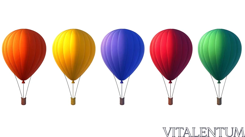 AI ART Five Colorful Balloons on White Background