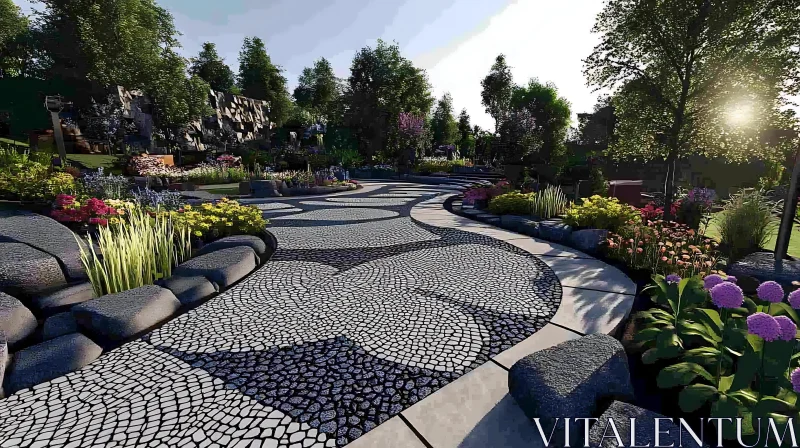 Tranquil Garden Walkway AI Image