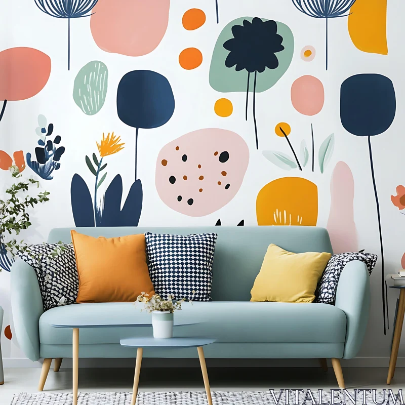 AI ART Modern Interior with Colorful Accents