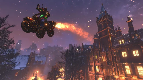 Flying Steampunk Motorcycle
