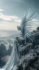 Silver Angel Contemplation on Mountain Top