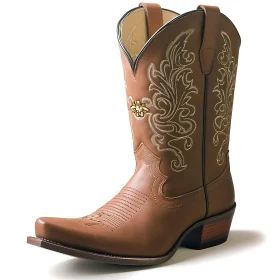 Embroidered Western Style Leather Boot