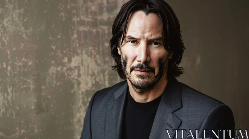 Keanu Reeves Intense Expression Portrait AI Image