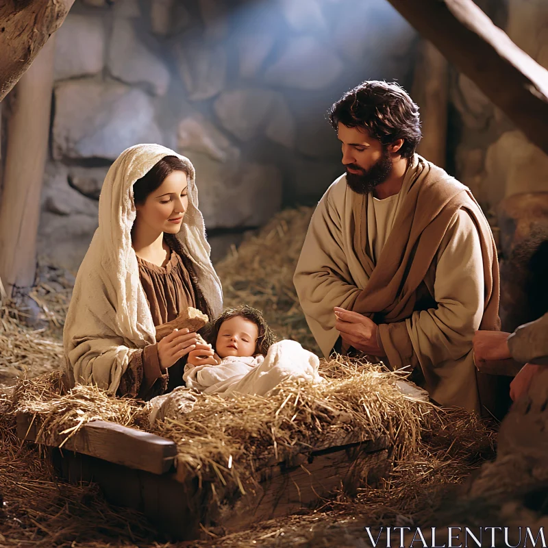 Mary, Joseph, and Baby Jesus AI Image