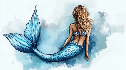 Mystical Mermaid Back View Artwork
