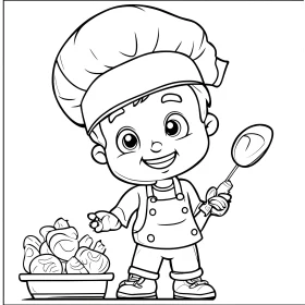 Smiling Kid Chef Illustration