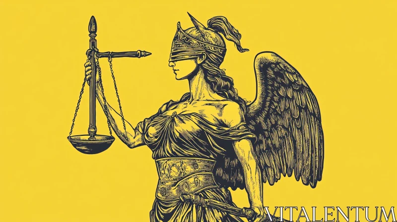 Winged Justice with Scales Art AI Image