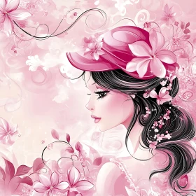 Floral Adorned Woman in Pink Hues