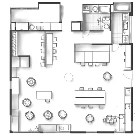 Monochrome Interior Layout Drawing