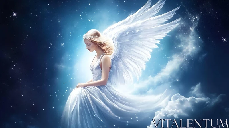 Angel with Wings in the Heavens AI Image