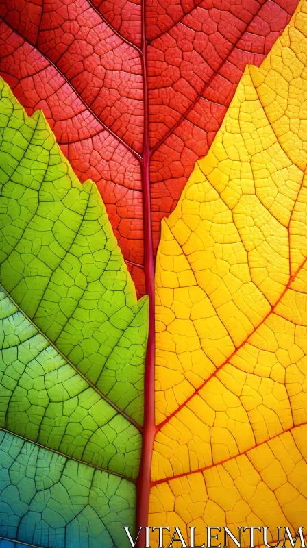 Colorful Leaf in Panel Composition - Nature Patterns AI Image
