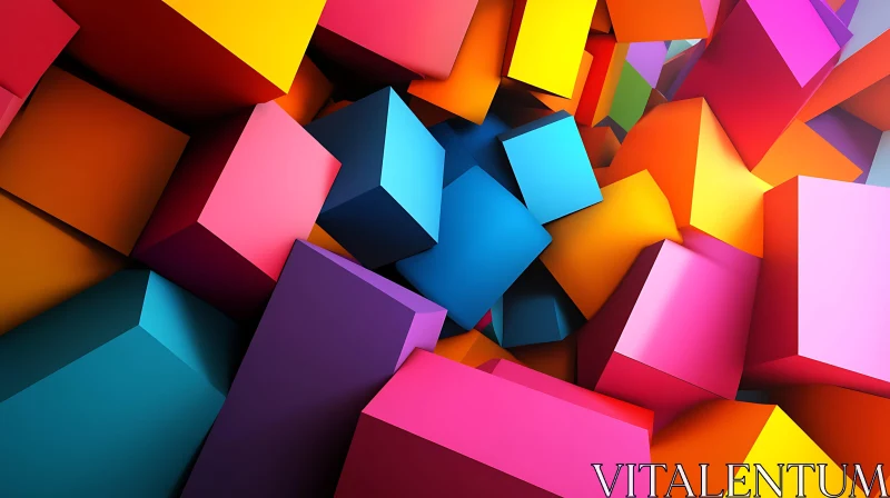 Abstract Cubes: Interlocking Colours and Shapes AI Image