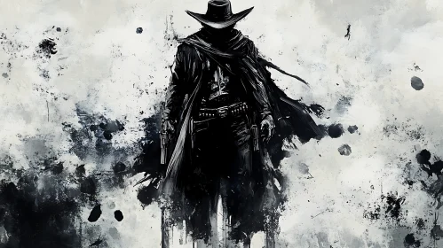 Western Cowboy Monochrome Illustration