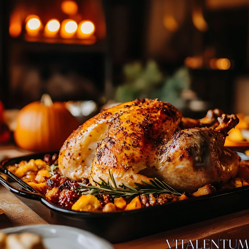 Gourmet Roasted Turkey for Holiday Celebration AI Image