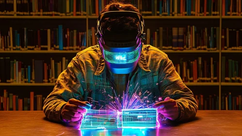 Cyberpunk Welder in Library