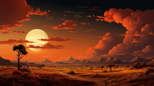 Fantasy Art: Detailed Nocturnal Desert Landscape