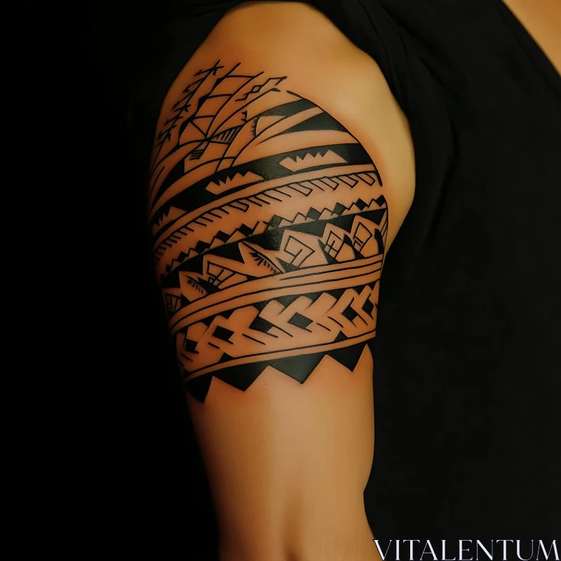 Geometric Tribal Tattoo on Arm AI Image