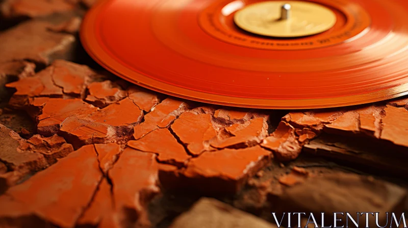 Orange LP Cover on Brick: A Fusion of Musical Color Fields and Decadent Decay AI Image