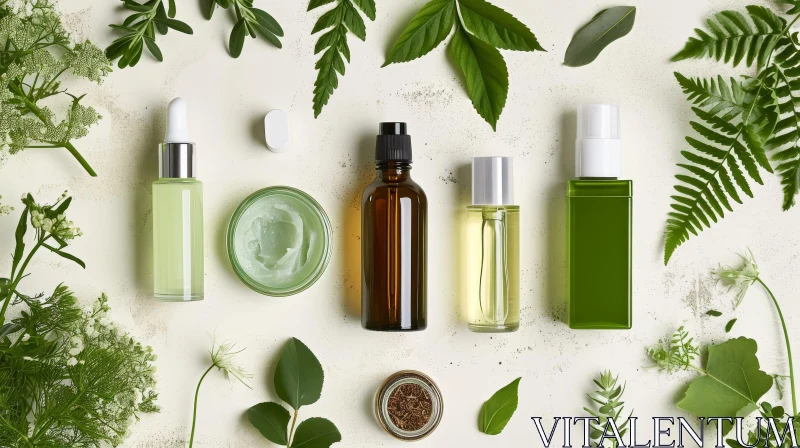 Organic Skincare Products with Green Leaves | Beauty and Spa Concept AI Image