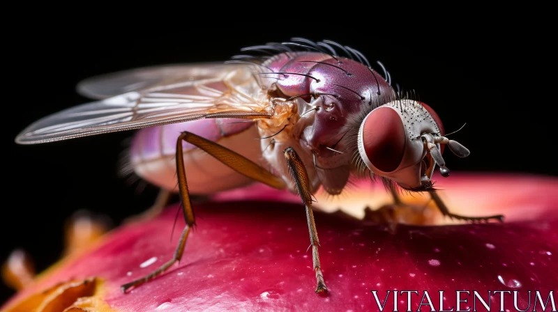 Stunning Silver and Dark Pink Fruit Fly: A Study in Detail AI Image