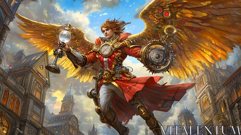 Clockwork Angel in Flight AI Image