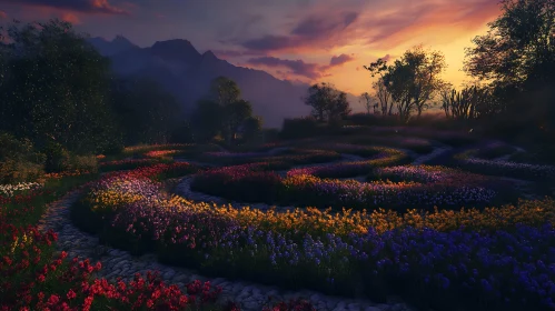 Floral Labyrinth at Sunset