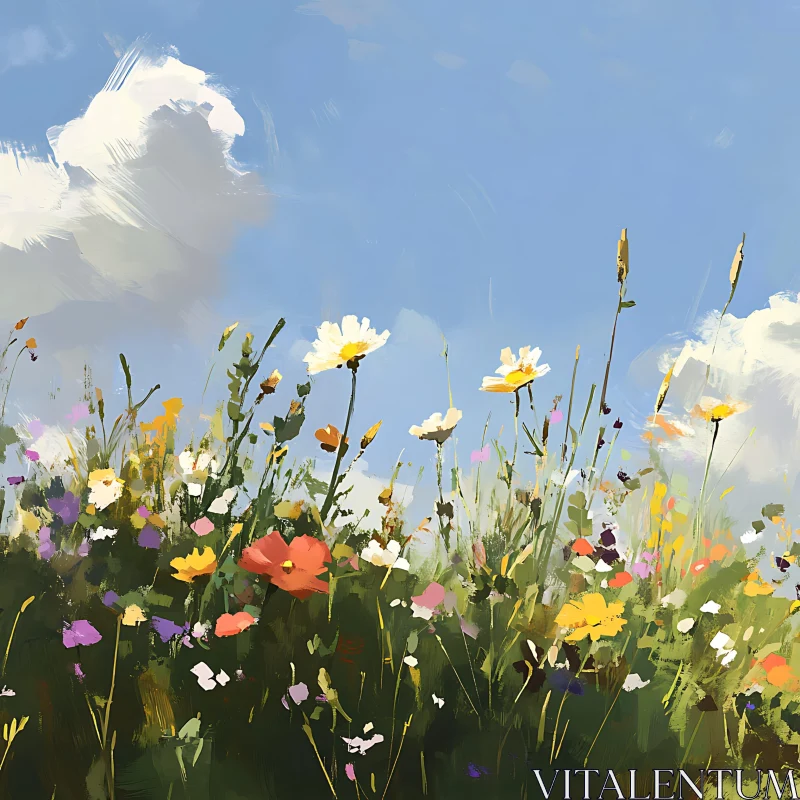 AI ART Painted Wildflowers in a Field