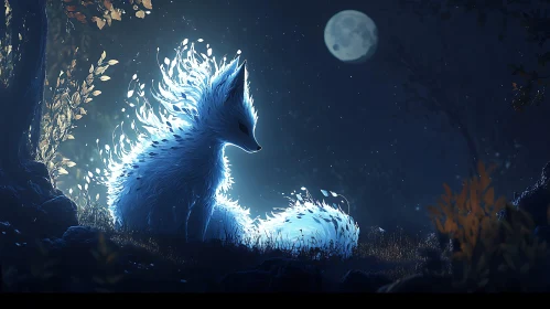Glowing Fox in Forest Night