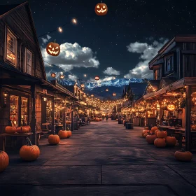 Festive Halloween Street Scene