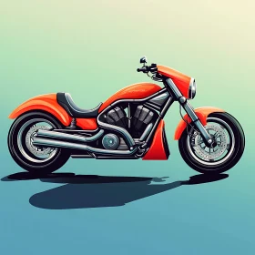 Stylized Orange Motorcycle on Gradient Background
