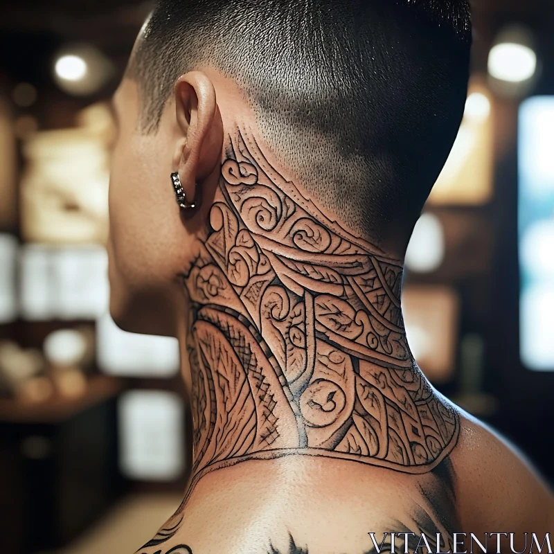 Elaborate Body Art on Neck AI Image