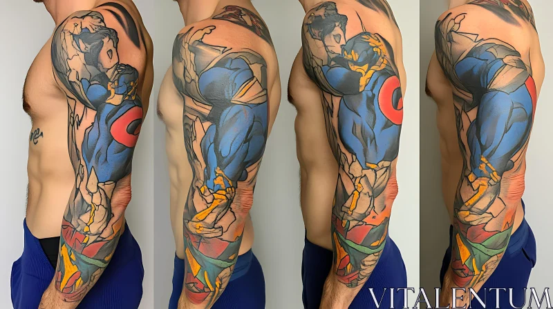 AI ART Full Sleeve Comic Tattoo