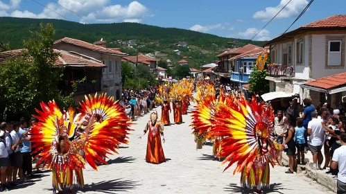 Street Carnival with Feathered Performers