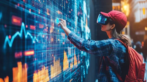 Woman uses VR to interact with data