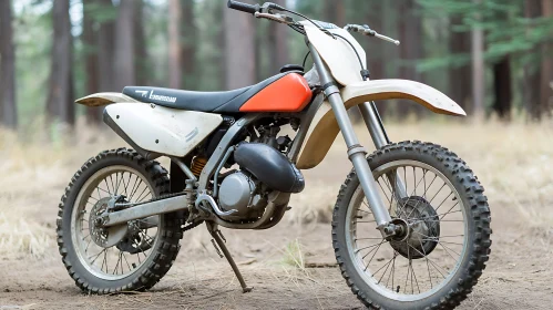 Vintage Dirt Bike in Forest Setting