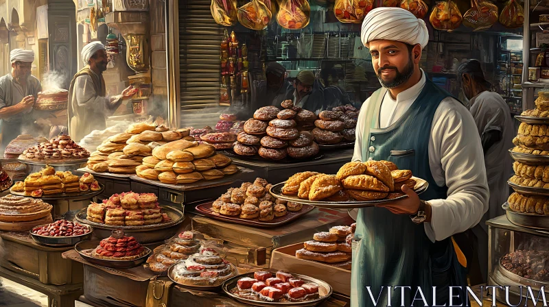 AI ART Traditional Sweet Treats in Middle Eastern Market