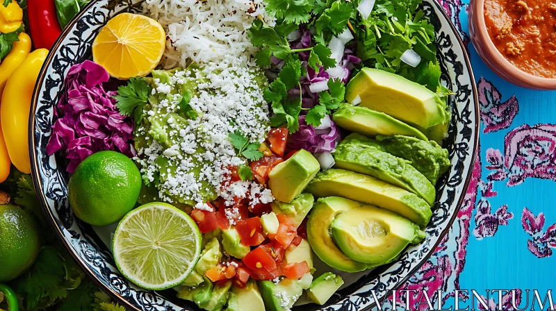 Fresh and Vibrant Vegan Bowl with Avocado and Lime AI Image