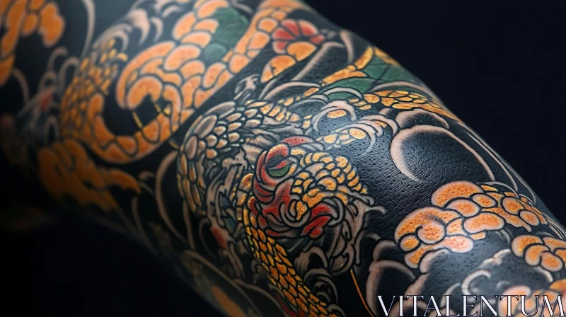 Detailed Vibrant Dragon Tattoo AI Image