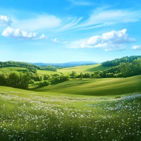 Lush Green Hills and Meadow Vista