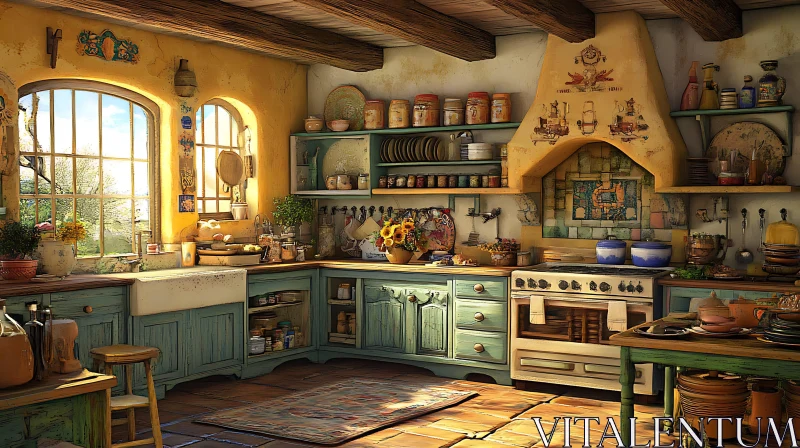 Vintage Style Kitchen Interior AI Image