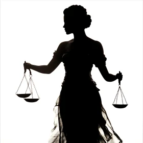 Silhouette of Lady Justice with Scales