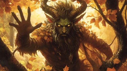 Autumnal Forest Monster with Horns