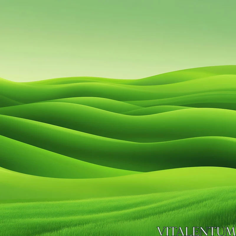 Serene Green Field Hills AI Image