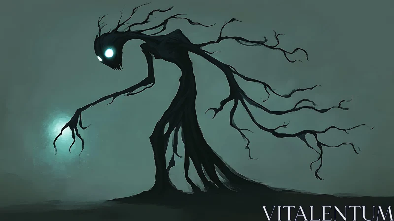 AI ART Mysterious Silhouette Figure with Glowing Eyes