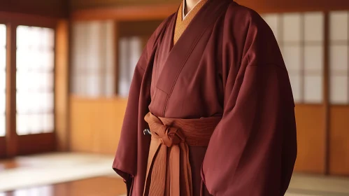 Burgundy Robe in Traditional Setting