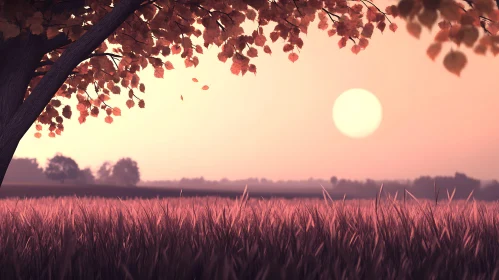 Autumnal Field at Sunset