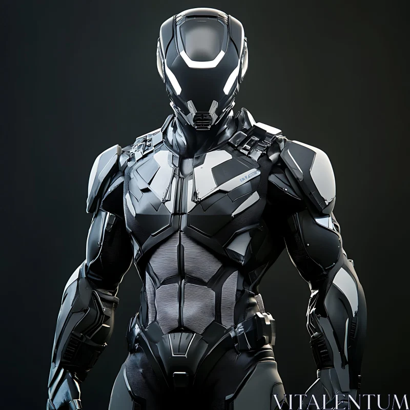 Advanced Cyborg with Sleek Armor Design AI Image