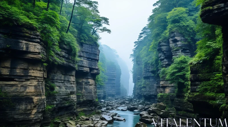 Captivating Chinese Rivers: Mystical Canyons and Enchanting Landscapes AI Image