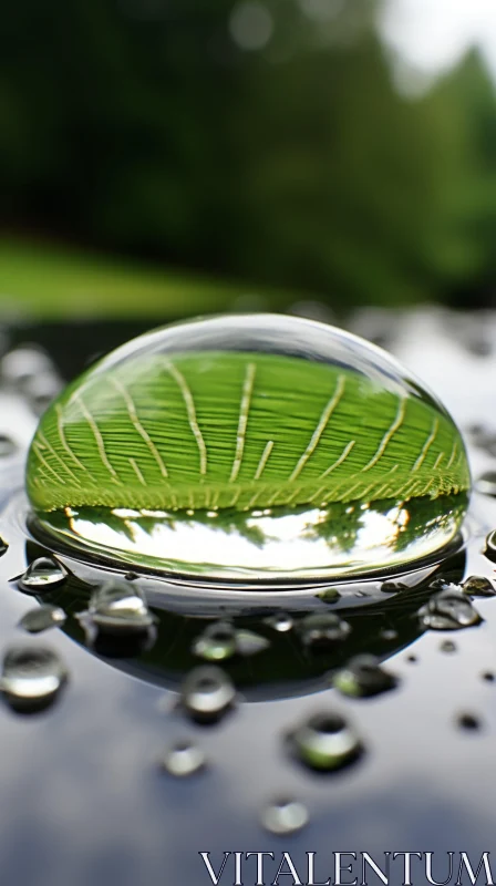 Captivating Eco-Art: Water Droplet on Leaf AI Image